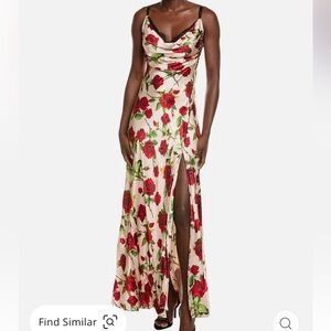 New L'AGENCE Venice Cowl Lace Neck Silk Gown in Sand Silk Romantic Rose.